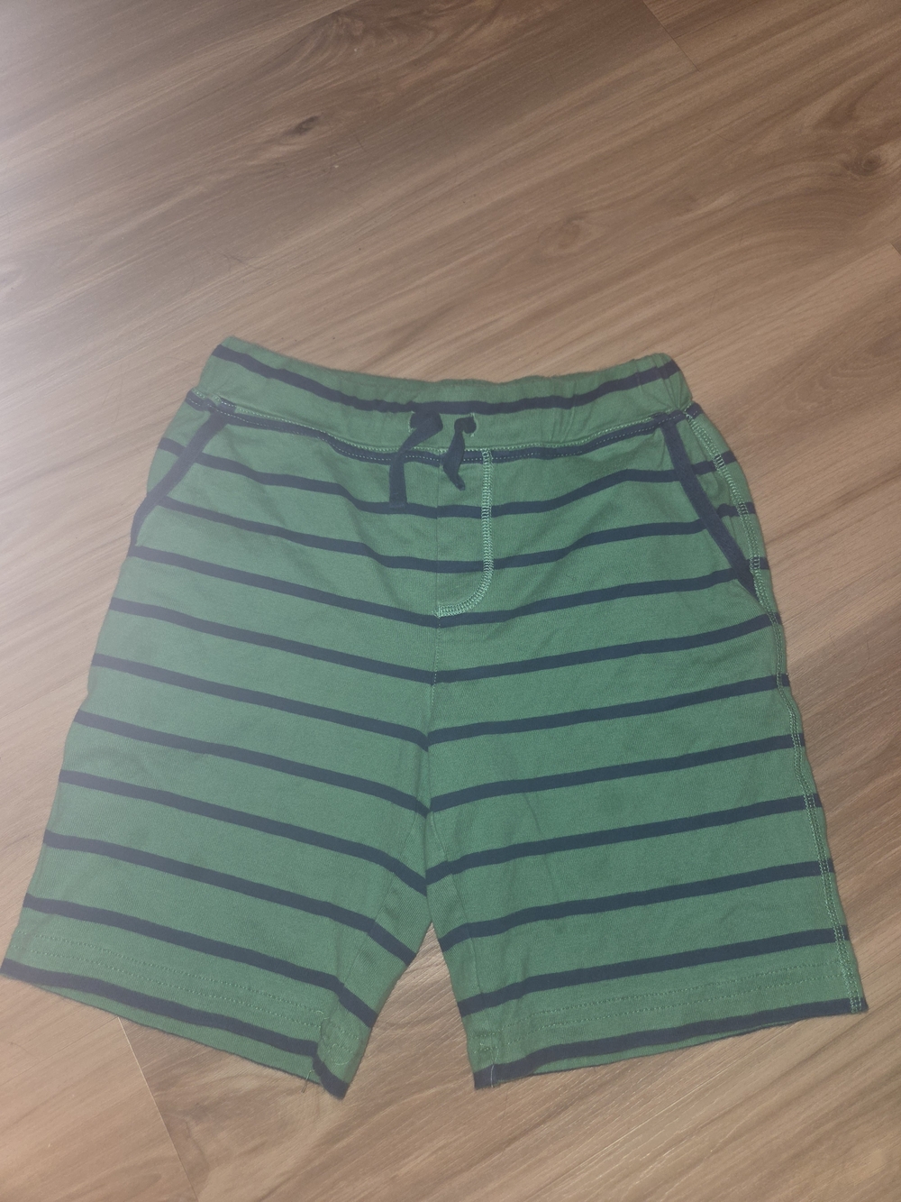 Boy's Mini Boden Green & Navy Striped Shorts - Swim Trunks - Sz 10yr, Cotton